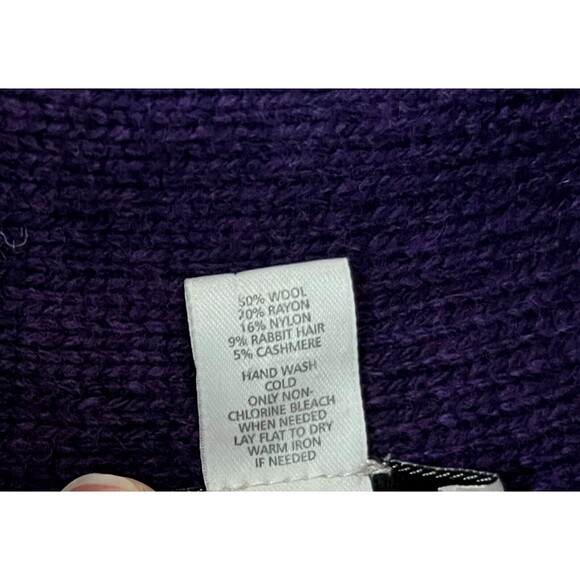 Ann Taylor LOFT-Purple Long Sleeve Open Front Wool Blend Cardigan Coat Sweater S - Picture 7 of 7